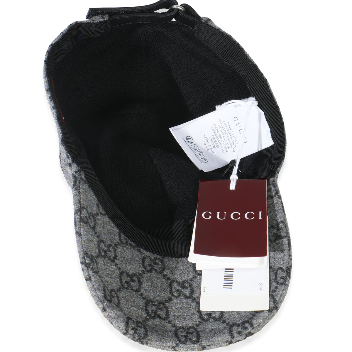 Black Grey GG Wool Baseball Hat XL