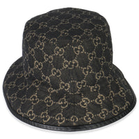 Black Ivory Jacquard Denim GG Monogram Oscar Bucket Hat L