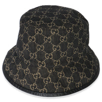 Black Ivory Jacquard Denim GG Monogram Oscar Bucket Hat L