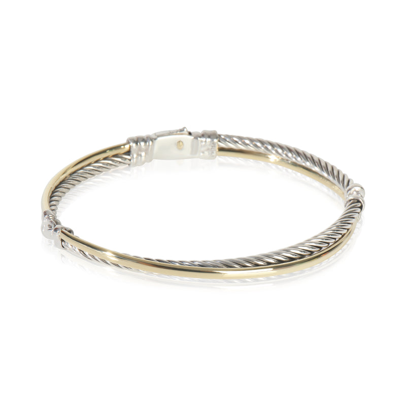 Yellow Gold & Sterling Silver  Crossover Bracelet