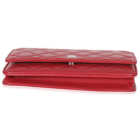 Rouge Red Quilted Lambskin Classic Wallet On Chain