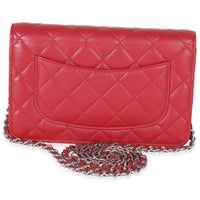 Rouge Red Quilted Lambskin Classic Wallet On Chain