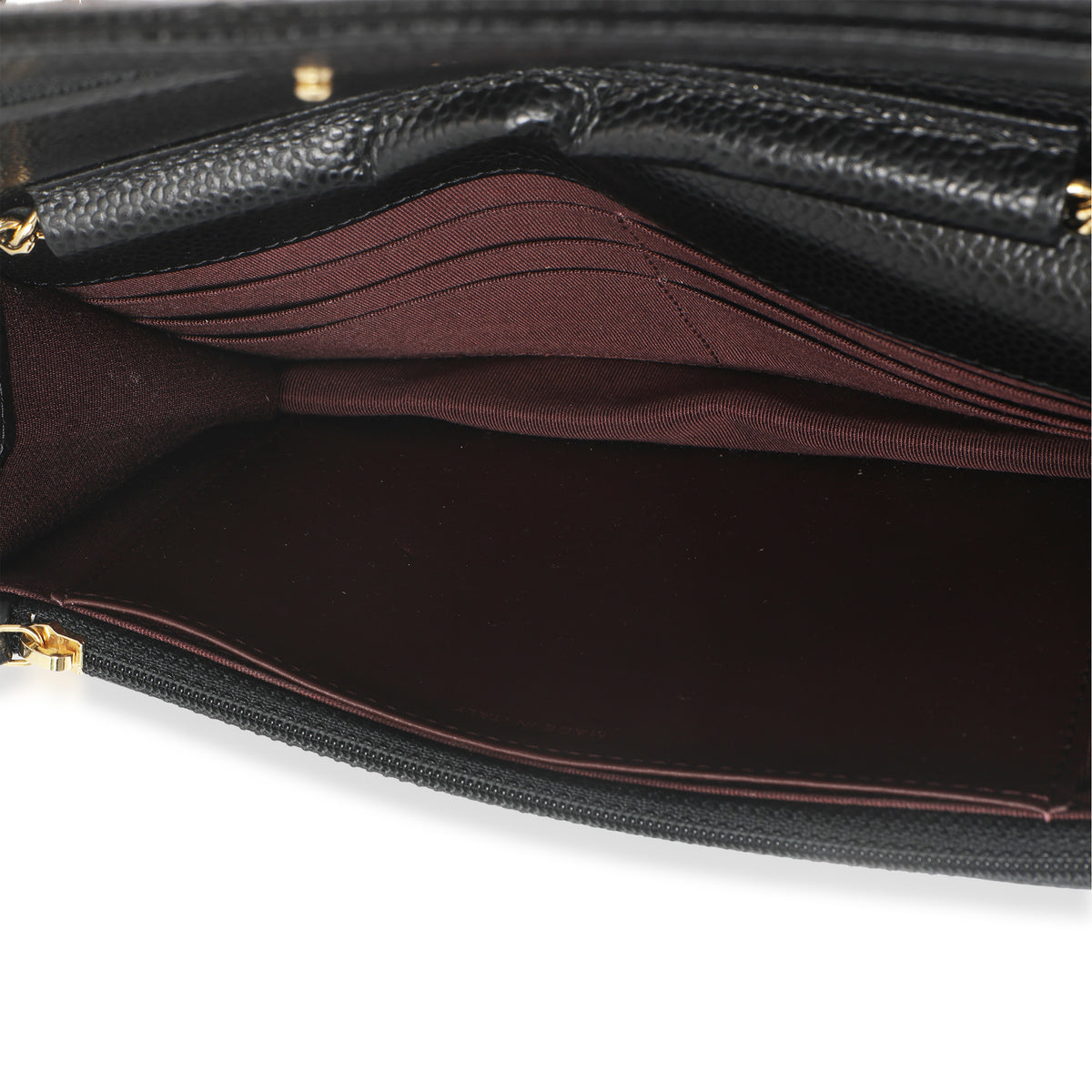 Black Quilted Caviar Classic Wallet On Chain