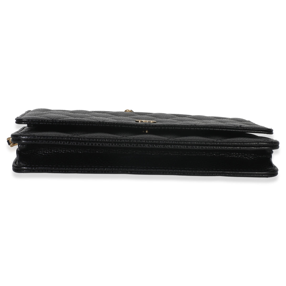 Black Quilted Caviar Classic Wallet On Chain