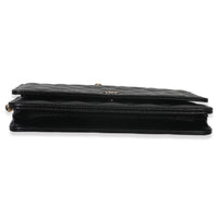 Black Quilted Caviar Classic Wallet On Chain