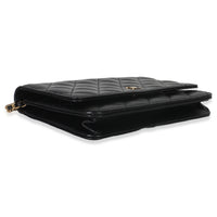 Black Quilted Caviar Classic Wallet On Chain