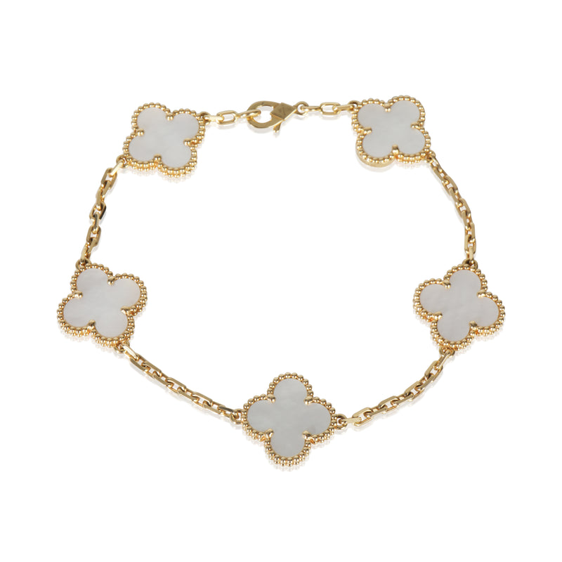 Yellow Gold Mother Of Pearl Vintage Alhambra Bracelet