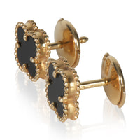 Yellow Gold Onyx Sweet Alhambra Earrings