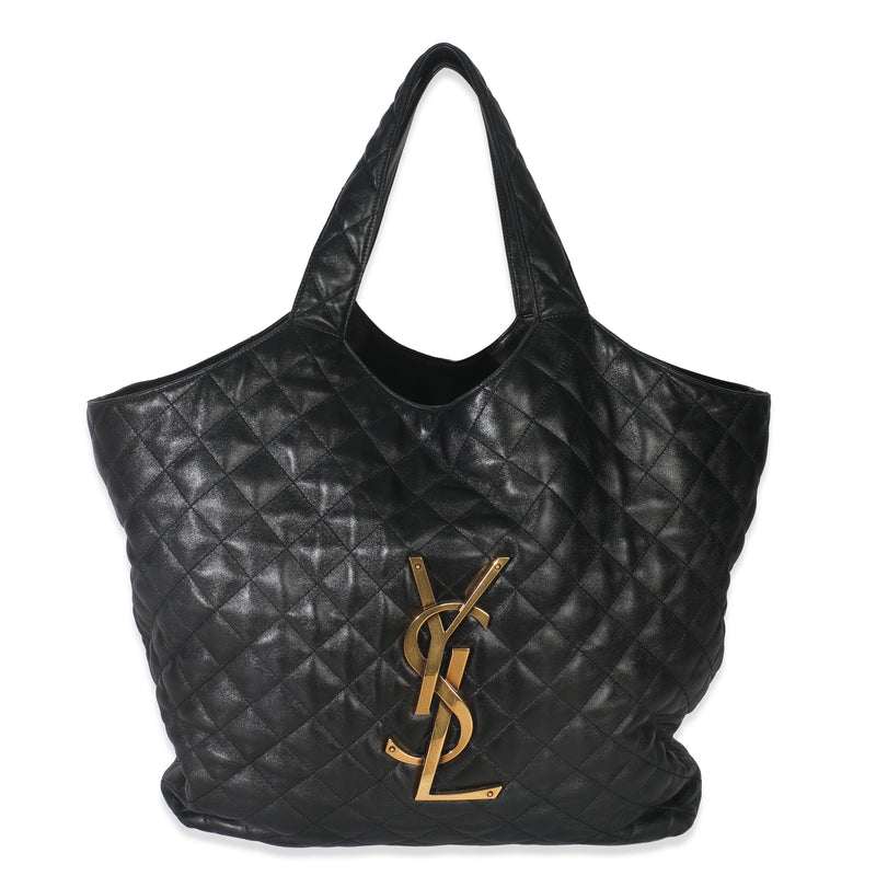 Black Quilted Lambskin Maxi Icare Shopping Tote