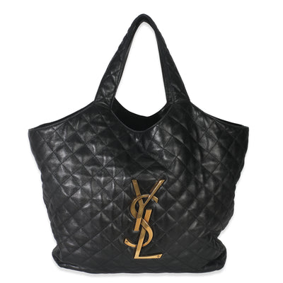 Black Quilted Lambskin Maxi Icare Shopping Tote