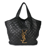 Black Quilted Lambskin Maxi Icare Shopping Tote