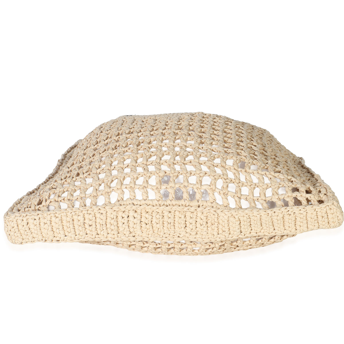 Natural Raffia Effect Logo Crochet Tote