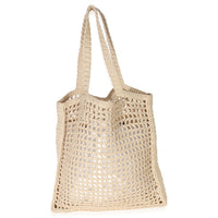 Natural Raffia Effect Logo Crochet Tote