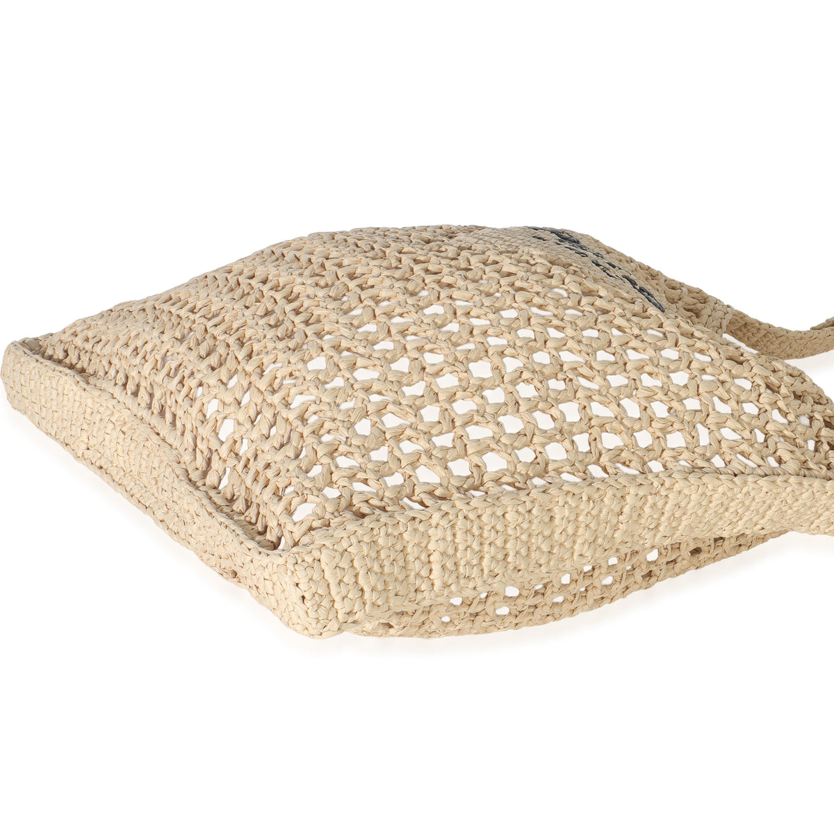 Natural Raffia Effect Logo Crochet Tote