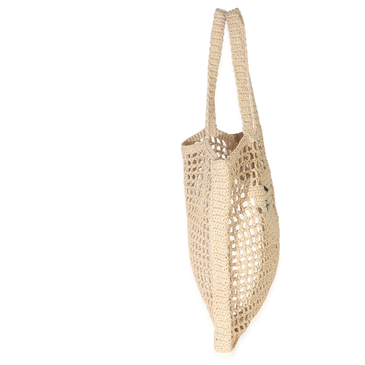 Natural Raffia Effect Logo Crochet Tote