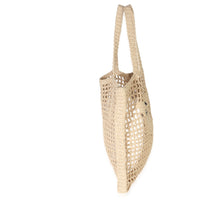 Natural Raffia Effect Logo Crochet Tote
