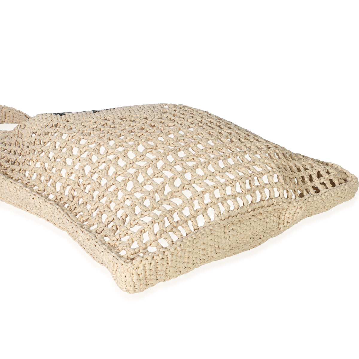 Natural Raffia Effect Logo Crochet Tote