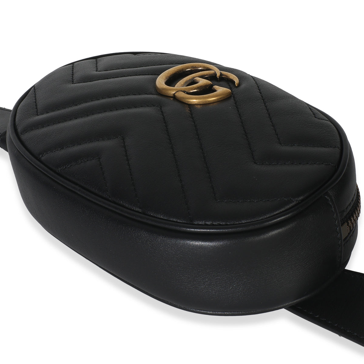 Gucci Black Matelasse Calfskin GG Marmont Belt Bag 75/30 Handbag clasp