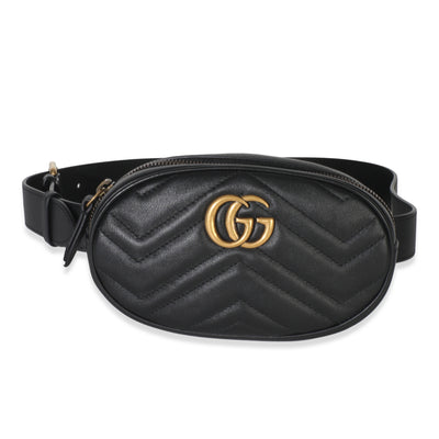 Gucci Black Matelasse Calfskin GG Marmont Belt Bag 75/30 Handbag fv