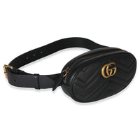 Gucci Black Matelasse Calfskin GG Marmont Belt Bag 75/30 Handbag pv
