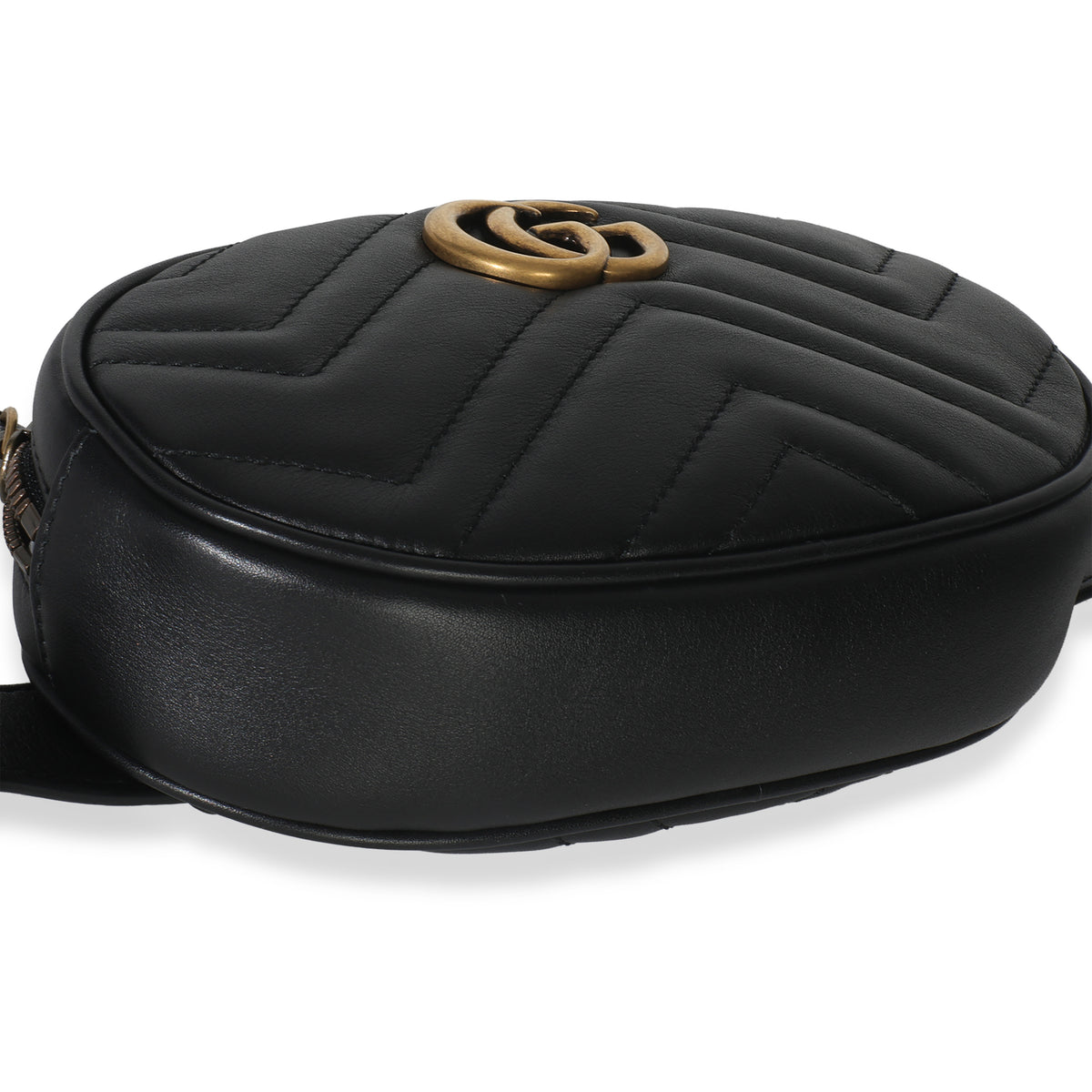 Gucci Black Matelasse Calfskin GG Marmont Belt Bag 75/30 Handbag stamp