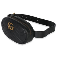 Gucci Black Matelasse Calfskin GG Marmont Belt Bag 75/30 Handbag sv