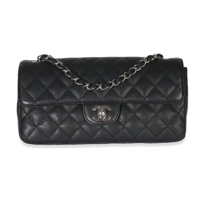 Chanel Black Quilted Caviar East West Flap Bag Handbag id