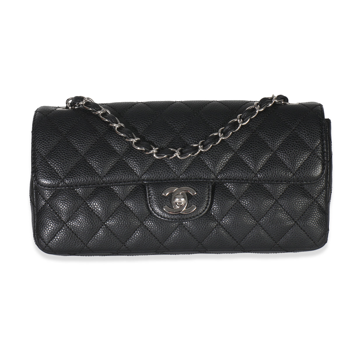 Chanel Black Quilted Caviar East West Flap Bag Handbag id