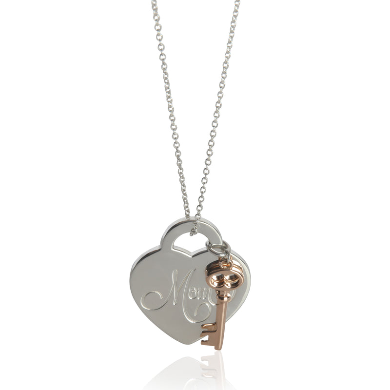 Sterling Silver  Mom Heart & Key Pendant