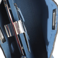 Fendi Placca Argento Blue Cuoio Romano Selleria Mini Peekaboo Iconic Satchel Handbag ad1