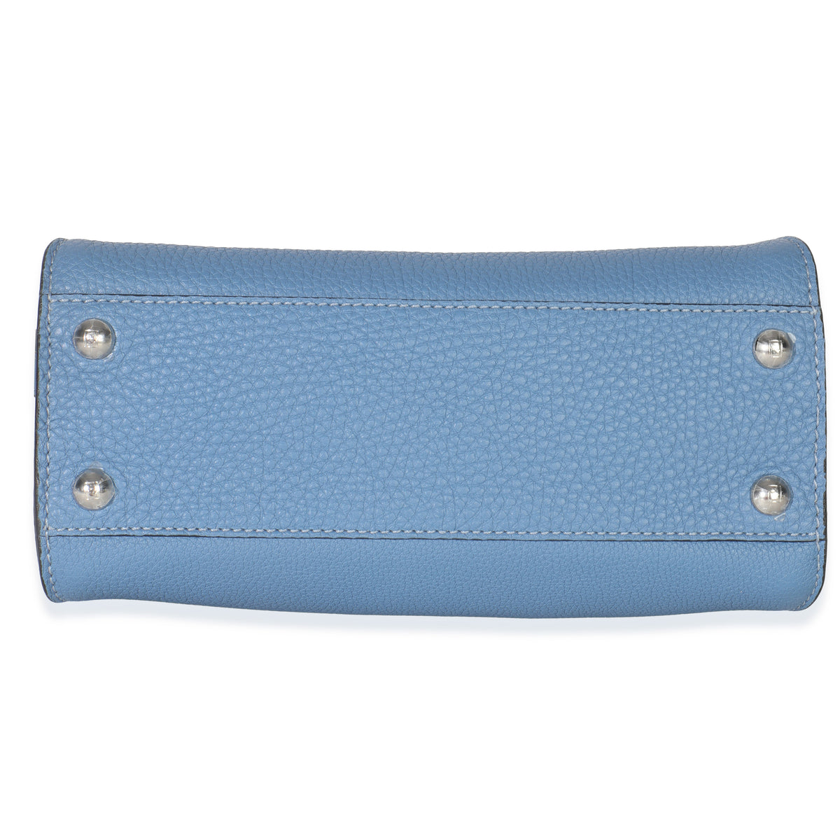 Fendi Placca Argento Blue Cuoio Romano Selleria Mini Peekaboo Iconic Satchel Handbag box