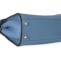Fendi Placca Argento Blue Cuoio Romano Selleria Mini Peekaboo Iconic Satchel Handbag stamp