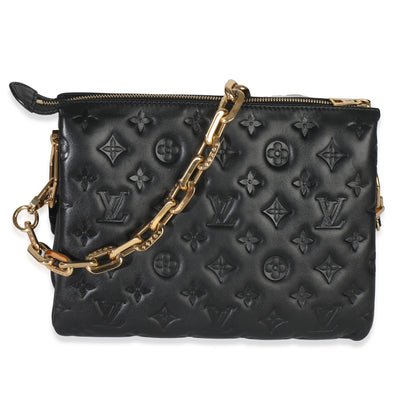 Louis Vuitton Black Monogram Embossed Lambskin Coussin PM Handbag fv