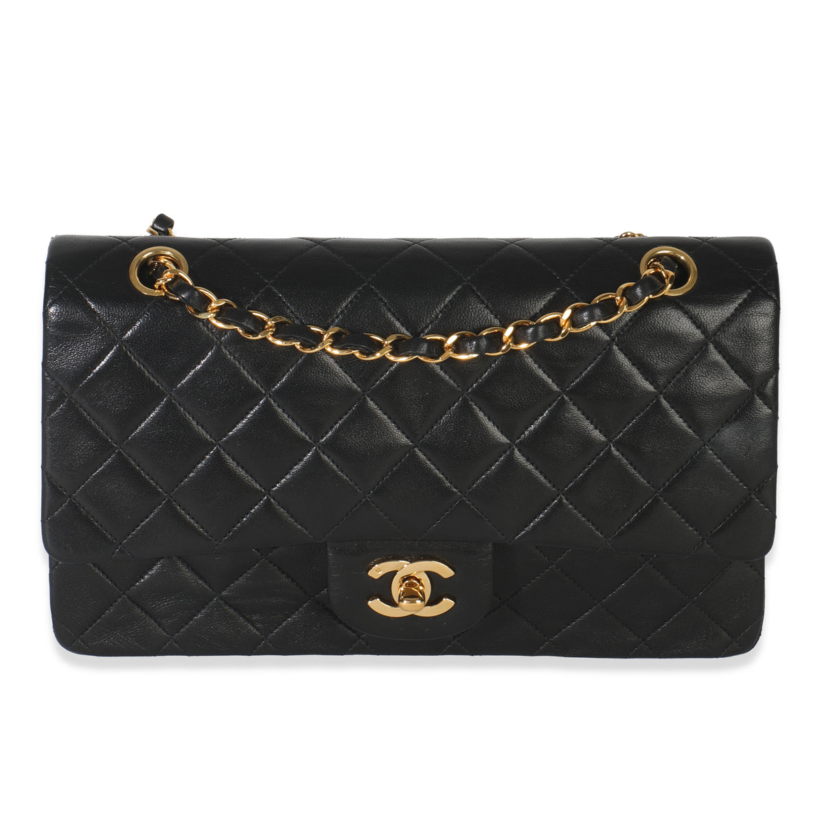 Vintage 24K Black Quilted Lambskin Medium Classic Flap Bag