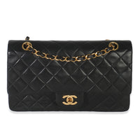 Vintage 24K Black Quilted Lambskin Medium Classic Flap Bag