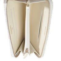 Beige Lurex Canvas Deauville Small Zip Around Wallet
