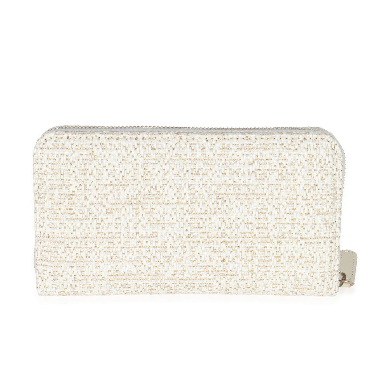 Beige Lurex Canvas Deauville Small Zip Around Wallet