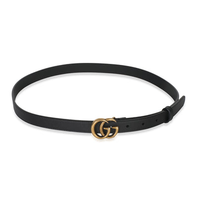 Black Calfskin Interlocking GG Marmont Thin Belt 85/34