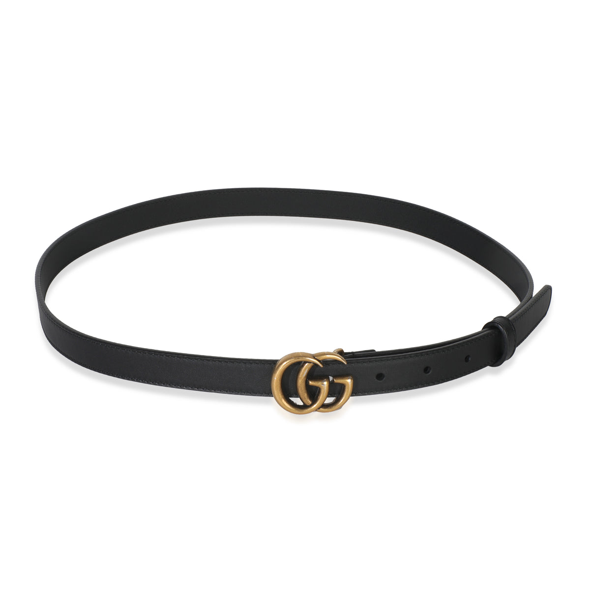 Black Calfskin Interlocking GG Marmont Thin Belt 85/34