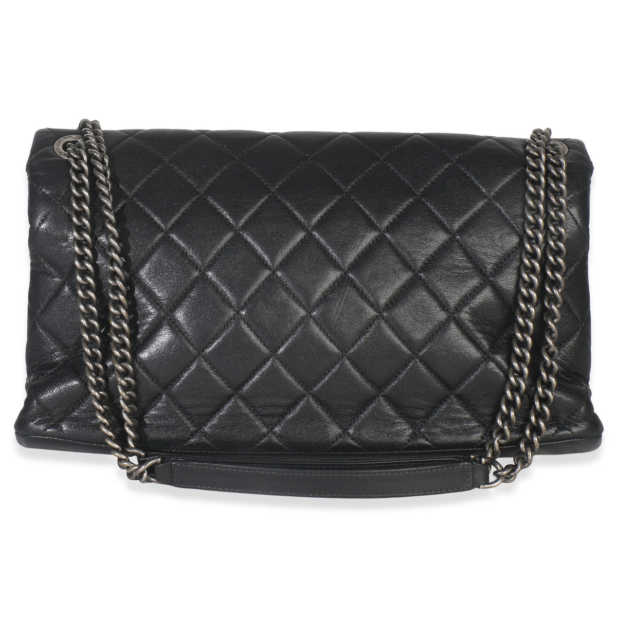 Chanel Black Quilted Calfskin Medium Burgundy Rocks Flap Bag Handbag bv