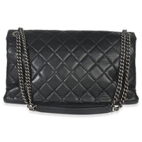 Chanel Black Quilted Calfskin Medium Burgundy Rocks Flap Bag Handbag bv