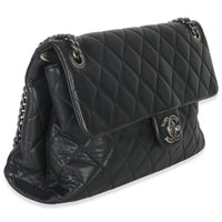 Chanel Black Quilted Calfskin Medium Burgundy Rocks Flap Bag Handbag pv