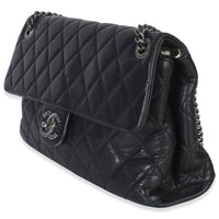 Chanel Black Quilted Calfskin Medium Burgundy Rocks Flap Bag Handbag sv