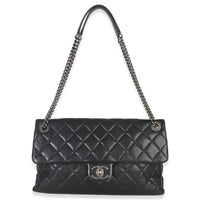 Black Quilted Calfskin Medium Burgundy Rocks Flap Bag