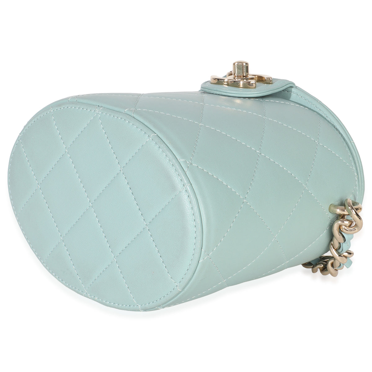 Light Blue Quilted Lambskin Resin Elegant Vanity Case