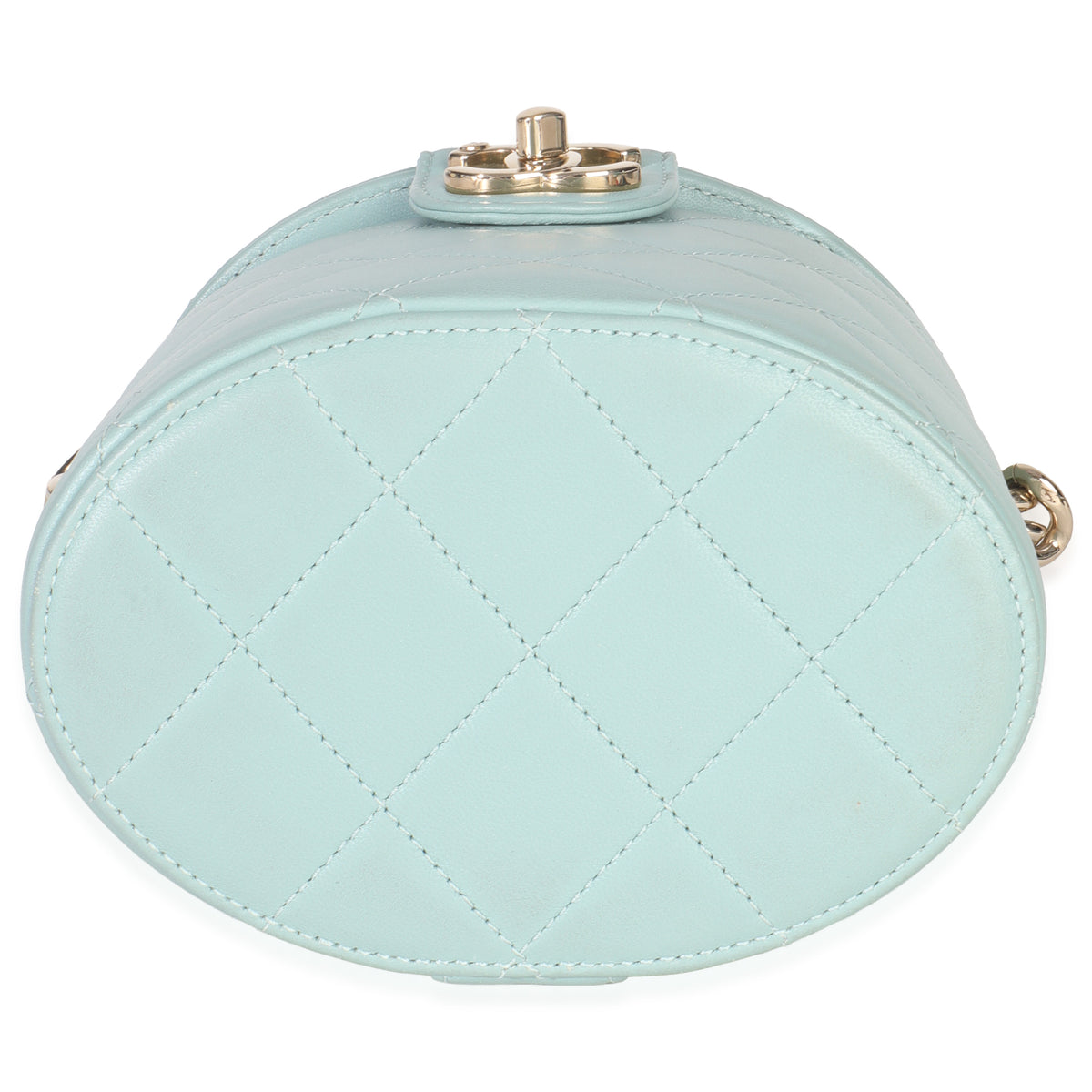 Light Blue Quilted Lambskin Resin Elegant Vanity Case