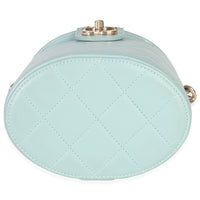 Light Blue Quilted Lambskin Resin Elegant Vanity Case