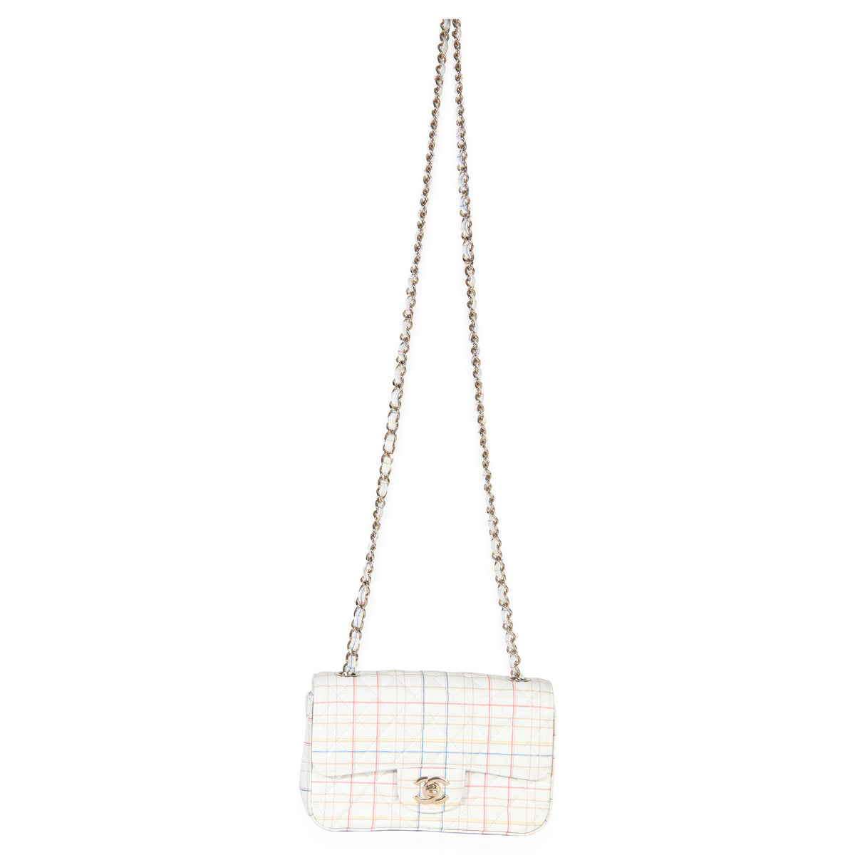 Chanel White Multicolor Calfskin Tweed Print Mini Rectangular Flap Bag Handbag av
