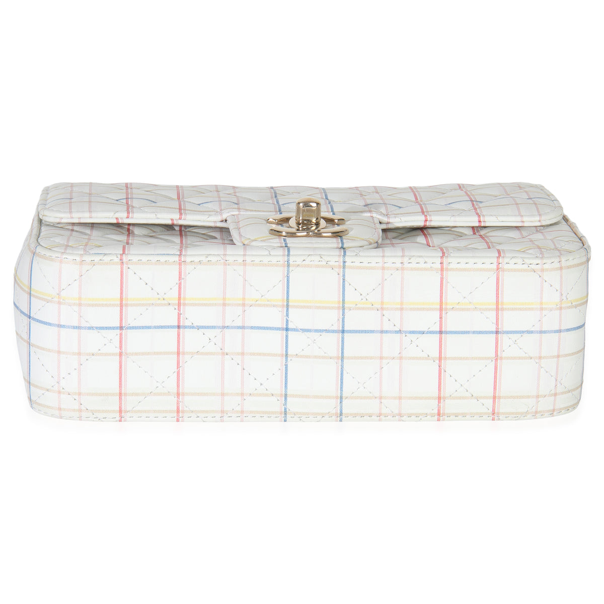 Chanel White Multicolor Calfskin Tweed Print Mini Rectangular Flap Bag Handbag stamp
