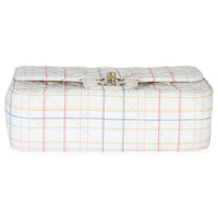 Chanel White Multicolor Calfskin Tweed Print Mini Rectangular Flap Bag Handbag stamp